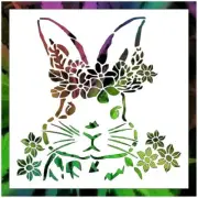 11.5"x11.5" Clear Plastic Stencil - Floral Bunny (MCA17) Free Shipping