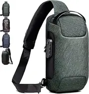 [Generic] New Carbon Fiber Streamline Anti-Theft Sling Bag, Fashion Waterproof USB Charging Anti Theft Crossbody Bag