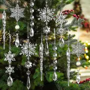 10pcs Christmas Crystal Hanging Ornaments Xmas Tree Decorations Clear Twisted Snowflakes And Icicles With Stunning Drop Pendants
