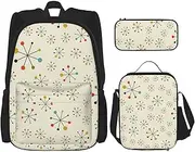 [CADREWY] Retro Modern Print Travel Bag Adjustable Shoulder Straps Lunch Bag Pencil Case Large Capacity Bag, Black, One Size