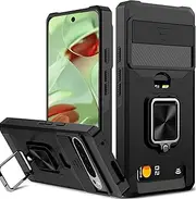 for Google Pixel 9 Case, for Google Pixel 9 Pro Case with [Card Holder] Camera Cover Built-in 360° Rotate Ring Stand Kickstand Magnetic Magnet Heavy Duty Protective Phone Case for Pixel 9/9 Pro Case