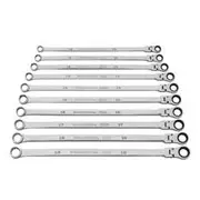GearWrench Flexible Head Double Box End Ratcheting Gearbox Wrench Set With Tray 120XP X Large - Metric, 10 Piece - 86126