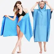 Hooded Beach Towel Changing Robe,Beach Bath Swimming Surf Poncho,Easy Change in Public,Quick Dry Microfiber Towelling Robe for the Beach,Pool,Lake,Water Park,Three Size Fit Men Women Kids
