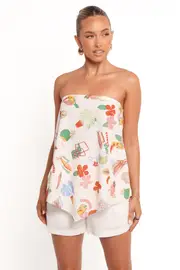 [PUP52] Sui Strapless Top - Alfresco XS Multi