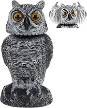 Fake Owl Decoys to Scare Birds Away, Rotating Head Sculptures, Nature Enemy Scarecrow Plastic Statues, Pest Repellent, Bird Control and Pigeon Deterrent Outdoor Yard, Garden Protectors (1PCS)