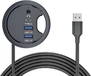 NFHK USB 3.0 Hub Sound Card USB-C 2 Port USB 60mm Desk Grommet Splitter Dock Station Headphone Mic Audio Interface for Desktop PC Desk