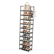 10 Tiers Tall Shoe Rack 20-25 Pairs Boots Organizer Storage Sturdy Narrow Black