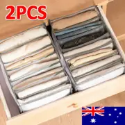 2x 7Grids Jeans Clothes Storage Boxes Organizer Drawer Leggings Closet WardroAT