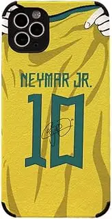 Slrioks Neymar Jersey Phone Case Soccer Case for iPhone 14 13 12 11 Pro Max Plus Mini Xr Xs X 7 8 Thin Leather Silicone Shockproof