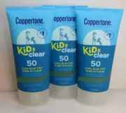 COPPERTONE CLEAR SUNSCREEN KIDS CLEAR 50 COOL BLUE TINT RUBS IN CLEAR 5 OZ 3 PCS