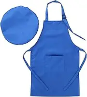 Kids Apron with Chef Hat Set Adjustable Children Kitchen Chef Apron with Pockets for Cooking Baking