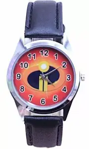 The Incredibles Logo Black Leather Wrist Watch