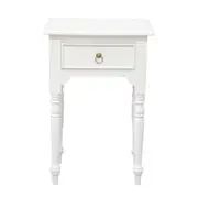 Huntely 1-Drawer Turn Leg Side Table - White