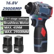 16.8V Brushless Screwdriver Electric Rechargeable Electric Tool Torque Drill New