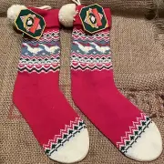 Vintage Lot 2 Matching 80s Christmas Knit Stockings Hallmark Country Geese 1986