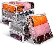 6 Packs Clear Zippered Storage Bags Sweater Bags Plastic Storage for Blankets Clothes Bed Sheet Organizer with Zipper for Closet Linen Sweater Bed Sheet Clothes Pillow(16 x 14 x 4 Inch)