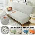 Elastic Jacquard Armless Sofa Bed Cover Solid Folding Couch Futon Sofa Slipcover