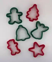 6 Piece Christmas Plastic Cookie Cutter Set Stencil Tree Angel Bell Gingerbread