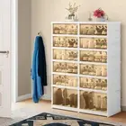 6 Tiers-24 Pairs Shoe Storage Box Folding Shoe Cabinets with Magnetic Doors
