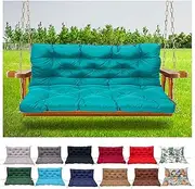 Outdoor Bench Swing Cushion Waterproof Non-Slip Seat and Back Cushion for Garden Patio Furniture 4" Thick Replacement Pad for 2-3 Seater Swing, Blue 150X100X10cm