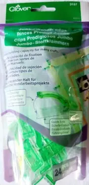 Clover Jumbo Wonder Clips 24pcs NEW IN BAG Wide Opening Guide Scale Flat Back