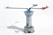 Airport Tower With 3 Planes. Tin Toy / Retro / Clockwork Fairground Toy