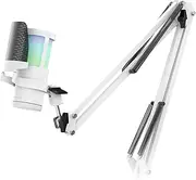 MARS GAMING MMIC-SC Professional Studio Microphone, ARGB Design, High Resolution 192Khz 24-bit, Omnidirectional Mechanical Arm, Control Wheel, Metal Mesh Pop Filter, White
