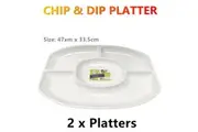 2x Oval Chip & Dip Catering Platter Food Party Plate Snack Sauce Serving Tray