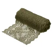 6 Inch Wide 5 Yard Lace Ribbon Floral Pattern Army Green Lace Trim Ribbon
