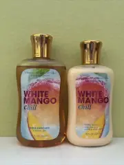 Bath & Body Works WHITE MANGO CHILL Body Lotion & Shower Gel Full Size Set New