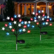 4th of July Solar Star Tree Lights Decorations Outdoor, Waterproof Red White ...