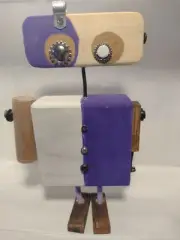 Whimsical Robot, wood block robot, toy robot