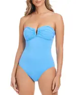 Bleu Rod Beattie Bandeau Macrame One Piece Swimsuit