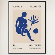 Galrie Papiers Découpés H. Matisse Art Print Blue Silhouette (1955), Black Frame, A3 30 x 42cm (12 x 16inch)