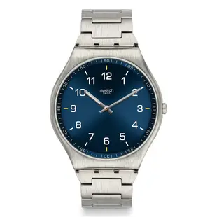 【SWATCH】Skin Irony 超薄金屬 瑞士錶 SKIN SUIT BLUE 42mm SS07S106G 預購