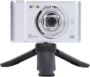 Digital Camera for Photography, 50MP Vlogging Camera, HD 2.4in Screen, Anti Shaking, Dual Lens Compact Travel Camera for Teens Adult Beginner (Silver)