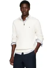[Tommy Hilfiger] Cable Knit Half-Zip Jumper in White