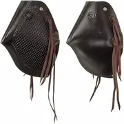Western Saddle Tapaderos Stirrups Leather Handmade Sewn Tooled Bull Nose Stirrups Basket Weave Tooled