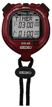 SEIKO INTERVAL TIMER SOLAR WATCH Stop Watch Red SVAJ103