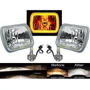 7X6" Amber COB LED Glass/Metal Headlight 6k LED Light Bulb Headlamp Pair (for: Subaru)