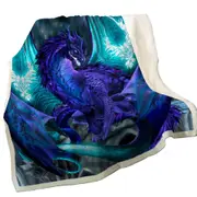 Purple Dragon of Fate Fantasy Creatures Throw Blanket