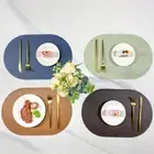 Leather Placemat Oval Oil-Proof Table Mat Home Dining Kitchen Table Placemat _we