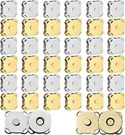 Wzenclave 40 Sets Magnetic Snap Buttons 14mm Plum Magnetic Snap Closures Fastener Sew in Magnetic Bag Clasps Magnet Button for DIY Craft Sewing Bag Purse Leather Clothing Scrapbooking (Silver/Golden)