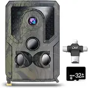 12MP 1080P Trail and Game Camera Motion Activated Hunting Camera Wildlife Infrared Night Vision Scouting Camera Dark Camouflage card & Card reader