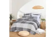 Quilt Cover Sets with Extra Standard Pillow cases - Grey Check
