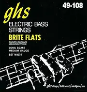 GHS M3075 Brite Flats Half Round Bass Long Scale Strings, Medium, (4 Pieces Set) (49-108)