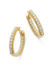 Bloomingdale's Fine Collection Diamond Oval Inside Out Small Hoop Earrings in 14K Yellow Gold, 1.0 tcw