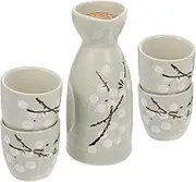 UTHCLO 1 Set Japanese Style Ceramic Sake Pot Cups Elegant Flower Pattern Compact Design for Home Decor and Sake Serving High End Ceramic Material Present for Enthusiasts