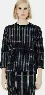 BNWT Scanlan Theodore Crepe Knit Navy Plaid Skirt & Top Size Small RRP$800