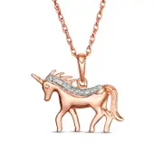 Natural Diamond Accent Unicorn Pendant in 10K Rose Gold